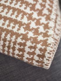 Plaid Glencheck mit Hahnentritt Muster, Bezug: 85% Baumwolle, 8% Viskose, Braun, Weiss, 145 x 220 cm