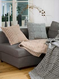 Plaid con motivo pied de poule Glencheck, Rivestimento: 85% cotone, 8% viscosa, 7, Marrone, bianco, Larg. 145 x Lung. 220 cm