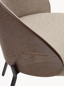 Chaise rembourrée en velours Eamy, Velours beige, pieds noirs, larg. 55 x prof. 53 cm