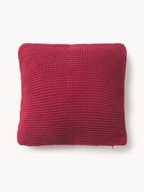 Housse de coussin en tricot de coton bio Adalyn, 100 % coton bio, certifié GOTS, Lie de vin, larg. 40 x long. 40 cm