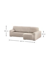 Copertura divano angolare Roc, 55% poliestere, 35% cotone, 10% elastomero, Color crema, Larg. 360 x Alt. 180 cm, chaise-longue a destra