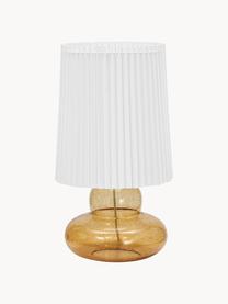 Lampada da tavolo grande Ribe, Paralume: tessuto, metallo, Base della lampada: vetro, Ocra, bianco, Ø 28 x Alt. 55 cm