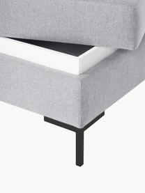 Sofa-Hocker Luna mit Stauraum, Bezug: 100 % Polyester, Oeko-Tex, Gestell: Massives Buchenholz, Schi, Füße: Metall, galvanisiert Das , Webstoff Hellgrau, Schwarz, B 77 x H 49 cm