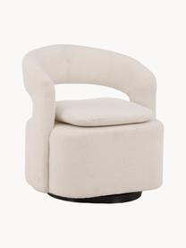 Bouclé loungefauteuil Laurel met draaifunctie, Bekleding: bouclé (100% polyester), Poot: gecoat staal, Bouclé crèmewit, B 69 x H 75 cm