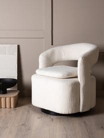 Fauteuil pivotant en tissu bouclé Laurel, Tissu bouclé blanc crème, larg. 69 x haut. 75 cm