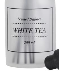 Ambientador White Tea (polvo y té blanco), Vidrio, palos de ratán, Transparente, negro, Ø 7 x Al 29 cm