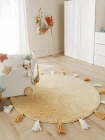 Kulatý dětský koberec se střapci Malu, ručně všívaný, 100 % bavlna, Šampaň, Ø 100 cm (velikost XS)