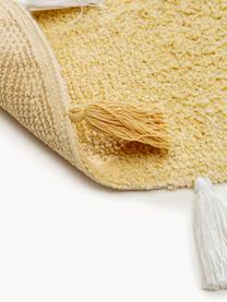 Runder Kinderteppich Malu mit Quasten, handgetuftet, 100 % Baumwolle, Hellgelb, Ø 100 (Größe XS)