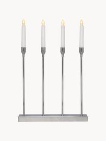 Candelabro con funzione timer Lottie, Candelabro: metallo rivestito, Argentato, bianco, Larg. 33 x Alt. 48 cm