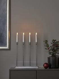 Candelabro con funzione timer Lottie, Candelabro: metallo rivestito, Argentato, bianco, Larg. 33 x Alt. 48 cm