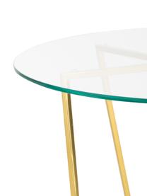 Okrúhly konferenčný stolík so sklenenou doskou Scarlett, Konštrukcia: mosadzná, stolová doska: priehľadná
