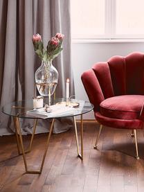 Table basse ronde en verre Scarlett, Structure : laiton Plateau : transparent