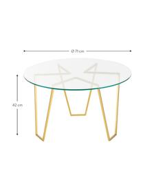 Table basse ronde en verre Scarlett, Structure : laiton Plateau : transparent