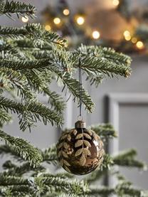 Boules de Noël peintes à la main Tani, 4 pièces, Verre, Brun foncé, doré, Ø 8 cm