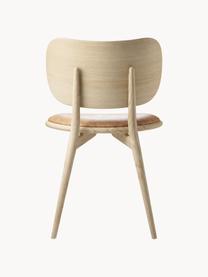 Sedia in pelle con gambe in legno Rock, fatta a mano, Struttura: legno di quercia Questo p, Beige, legno di quercia chiaro, Larg. 52 x Prof. 44 cm