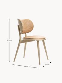 Sedia in pelle con gambe in legno Rock, fatta a mano, Struttura: legno di quercia Questo p, Beige, legno di quercia chiaro, Larg. 52 x Prof. 44 cm