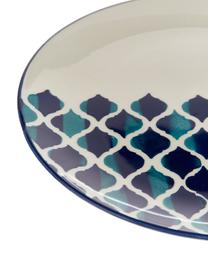 Handgemaakte dinerborden Ikat, 6 stuks, Keramiek, Wit, blauw, Ø 26 cm