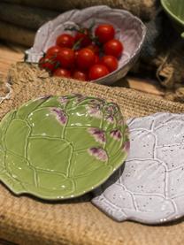 Assiettes à dessert peintes à la main Artichoke, 2 pièces, Grès cérame, Vert clair, larg. 24 x prof. 20 cm