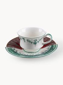 Taza de café con platito de porcelana Hybrid, Porcelana Bone China, Blanco Off White brillante, Ø 7 x Al 5 cm, 100 ml