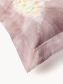 Housse de couette en satin de coton Alyssa, Rose, blanc, larg. 200 x long. 200 cm