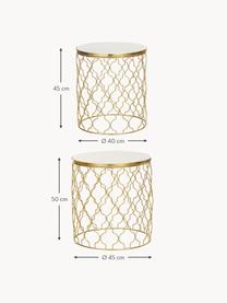 Tables d'appoint en marbre Blake, 2 élém., Blanc, marbré, couleur dorée, Lot de différentes tailles