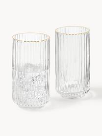 Ručne fúkané poháre na kokteily Aleo, 4 ks, Sodno-vápenaté sklo, Priehľadná s pozláteným okrajom, Ø 7 x V 14 cm, 430 ml