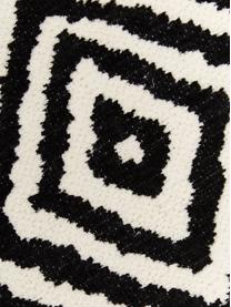 Passatoia Kilim color bianco/nero Mozaik, 90% cotone 10% poliestere, Nero, Larg. 80 x Lung. 300 cm