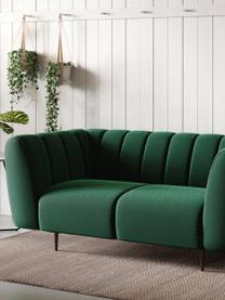 Divano 2 posti in tessuto verde scuro Shel, Rivestimento: velluto 100% poliestere C, Struttura: legno duro, legno tenero,, Velluto verde scuro, nero, Larg. 170 x Prof. 95 cm