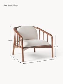 Sillón de madera de roble Balin, Tapizado: 100% poliéster Alta resis, Estructura: madera de roble maciza El, Tejido beige claro, madera de roble oscura, An 79 x Al 73 cm