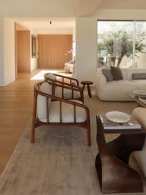 Fauteuil lounge en bois de chêne Balin, Tissu beige clair, foncé bois de chêne, larg. 79 x long. 73 cm