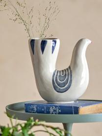 Vase Trudy, haut. 19 cm, Grès cérame, Blanc cassé, tons bleus, Ø 19 x haut. 19 cm