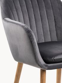 Chaise rembourrée en velours Emilia, Velours gris foncé, bois de chêne, larg. 57 x prof. 59 cm