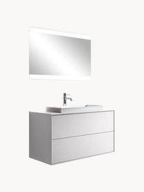 Set lavabo Ago 3 pz, Superficie dello specchio: lastra di vetro, Bianco, Larg. 100 x Alt. 190 cm