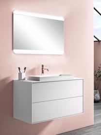 Set lavabo Ago 3 pz, Superficie dello specchio: lastra di vetro, Bianco, Larg. 100 x Alt. 190 cm