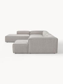 Sofa modułowa Bouclé Lennon, Tapicerka: Bouclé (100% poliester) D, Stelaż: lite drewno sosnowe, skle, Nogi: tworzywo sztuczne Ten pro, Taupe Bouclé, S 418 x G 269 cm, prawostronna