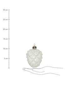 Adornos navideños piña Cone, 12 uds., Vidrio, Off White, Ø 7 x Al 10 cm