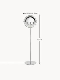 Verstelbare vloerlamp Multi-Lite, Lamp: gecoat aluminium, Glanzend zilverkleurig, H 148 cm