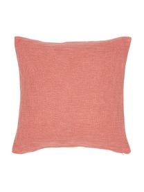 Housse de coussin 45x45 coton bio Faces, Rouge corail, pourpre, bleu, jaune moutarde