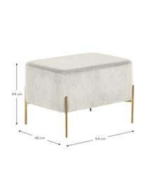 Breiter Samt-Hocker Harper, Bezug: Baumwollsamt, Samt Hellgrau, Goldfarben, B 64 x H 44 cm