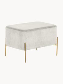 Tabouret large en velours Harper, Gris clair, couleur dorée, larg. 64 x haut. 44 cm