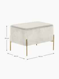 Tabouret large en velours Harper, Gris clair, couleur dorée, larg. 64 x haut. 44 cm