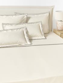 Baumwollsatin-Bettlaken Carlotta, Webart: Satin Fadendichte 300 TC,, Weiss, Hellbeige, B 240 x L 280 cm