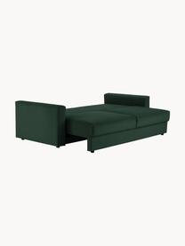 Samt-Schlafsofa Tasha (3-Sitzer) mit Stauraum, Bezug: Samt (100 % Polyester) De, Gestell: Massives Kiefernholz, Spe, Füße: Kunststoff Dieses Produkt, Samt Dunkelgrün, B 235 x T 100 cm