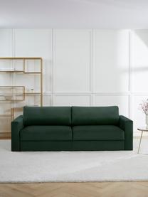 Divano letto 3 posti in velluto  con contenitore Tasha, Rivestimento: velluto (100% poliestere), Struttura: legno di pino massiccio, , Piedini: plastica Questo prodotto , Velluto verde scuro, Larg. 235 x Prof. 100 cm