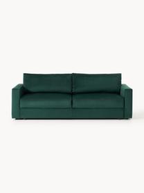 Samt-Schlafsofa Tasha (3-Sitzer) mit Stauraum, Bezug: Samt (100 % Polyester) De, Gestell: Massives Kiefernholz, Spe, Füße: Kunststoff Dieses Produkt, Samt Dunkelgrün, B 235 x T 100 cm