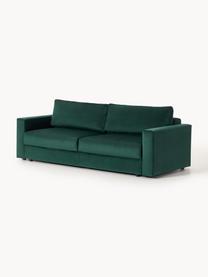 Samt-Schlafsofa Tasha (3-Sitzer) mit Stauraum, Bezug: Samt (100 % Polyester) De, Gestell: Massives Kiefernholz, Spe, Füße: Kunststoff Dieses Produkt, Samt Dunkelgrün, B 235 x T 100 cm