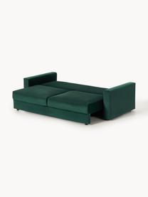 Samt-Schlafsofa Tasha (3-Sitzer) mit Stauraum, Bezug: Samt (100 % Polyester) De, Gestell: Massives Kiefernholz, Spe, Füße: Kunststoff Dieses Produkt, Samt Dunkelgrün, B 235 x T 100 cm