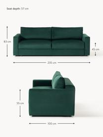 Samt-Schlafsofa Tasha (3-Sitzer) mit Stauraum, Bezug: Samt (100 % Polyester) De, Gestell: Massives Kiefernholz, Spe, Füße: Kunststoff Dieses Produkt, Samt Dunkelgrün, B 235 x T 100 cm