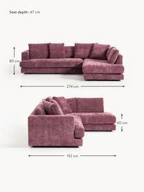 Sofa narożna Tribeca, Tapicerka: 100% poliester Dzięki tka, Stelaż: drewno bukowe, drewno sos, Nogi: drewno sosnowe Ten produk, Ciemnofioletowa tkanina, S 274 x G 192 cm, prawostronna