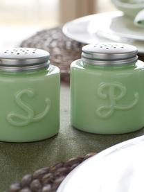 Set saliera e pepiera Mint 2 pz, Vetro, metallo, Vedre menta, Ø 6 x Alt. 13 cm